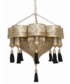 Intricate Brass Pendant Lamp - Moroccan Charm